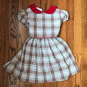 Plaid corduroy tie back dress